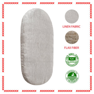 Wholesome Linen - Custom Sized Oval Organic Flax Baby Mattress for Bassinet & Moses Baskets - 13 x 28 x 1.7 in